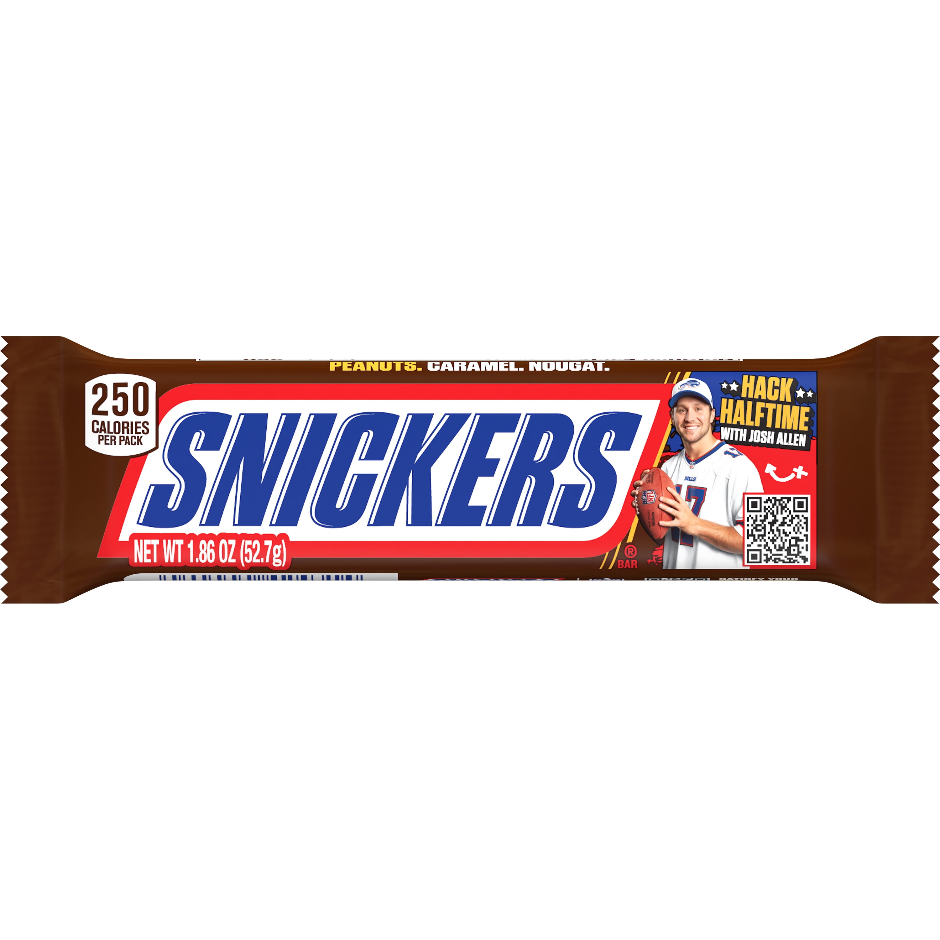 Snickers NFL Football Chocolate Candy Bar, Full Size - 1.86 oz Bar (Packaging May Vary)