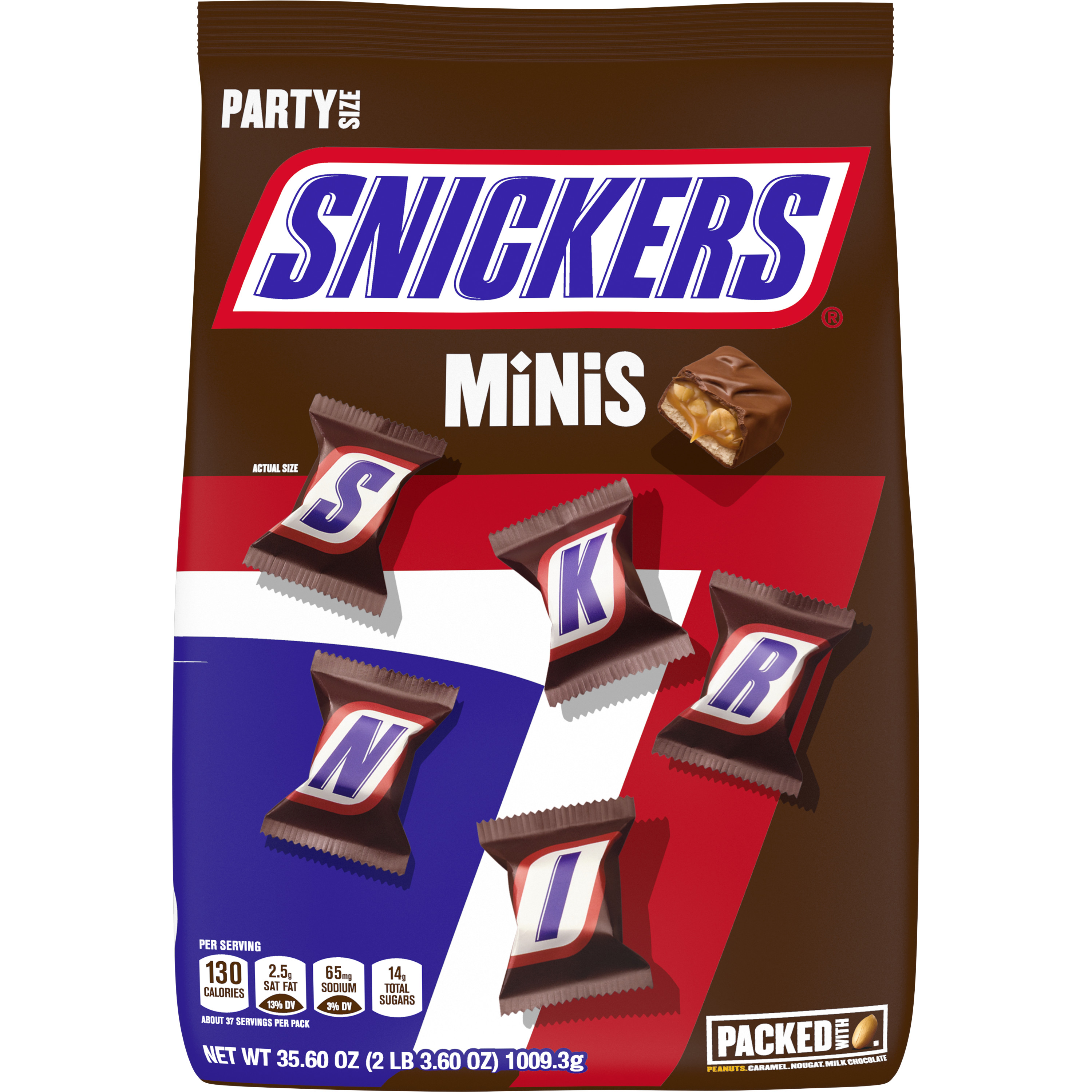 Snickers Minis Size Chocolate Candy Bar Bulk Assortment - 35.6 oz Bag - image 1 of 14