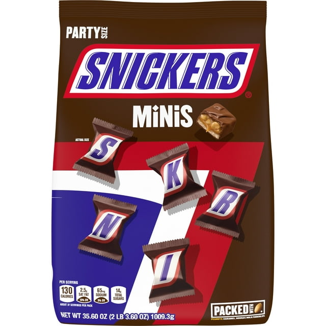 Snickers Minis Size Chocolate Candy Bar Bulk Assortment - 35.6 oz Bag