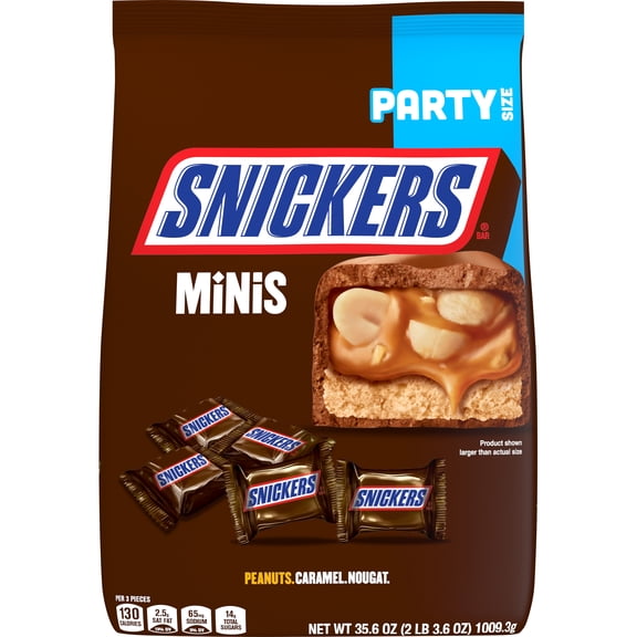 Snickers Minis Size Chocolate Candy Bar Bulk Assortment - 35.6 oz Bag