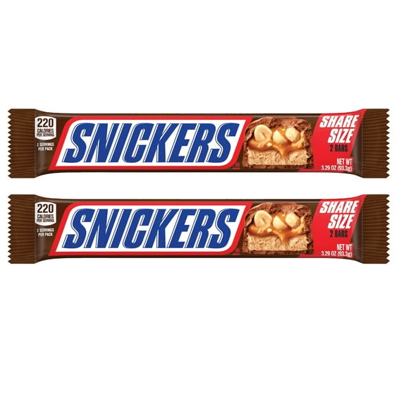 Snickers Original Milk Chocolate Candy Bars, 2 Pack, 3.29 oz