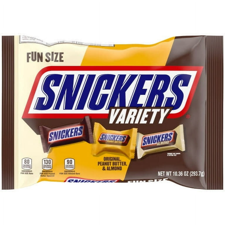 SNICKERS Original, Peanut Butter & Almond Bulk Variety Pack Fun Size  Chocolate Candy Bar Assortment, 44.5 oz, 60 Pieces Bag