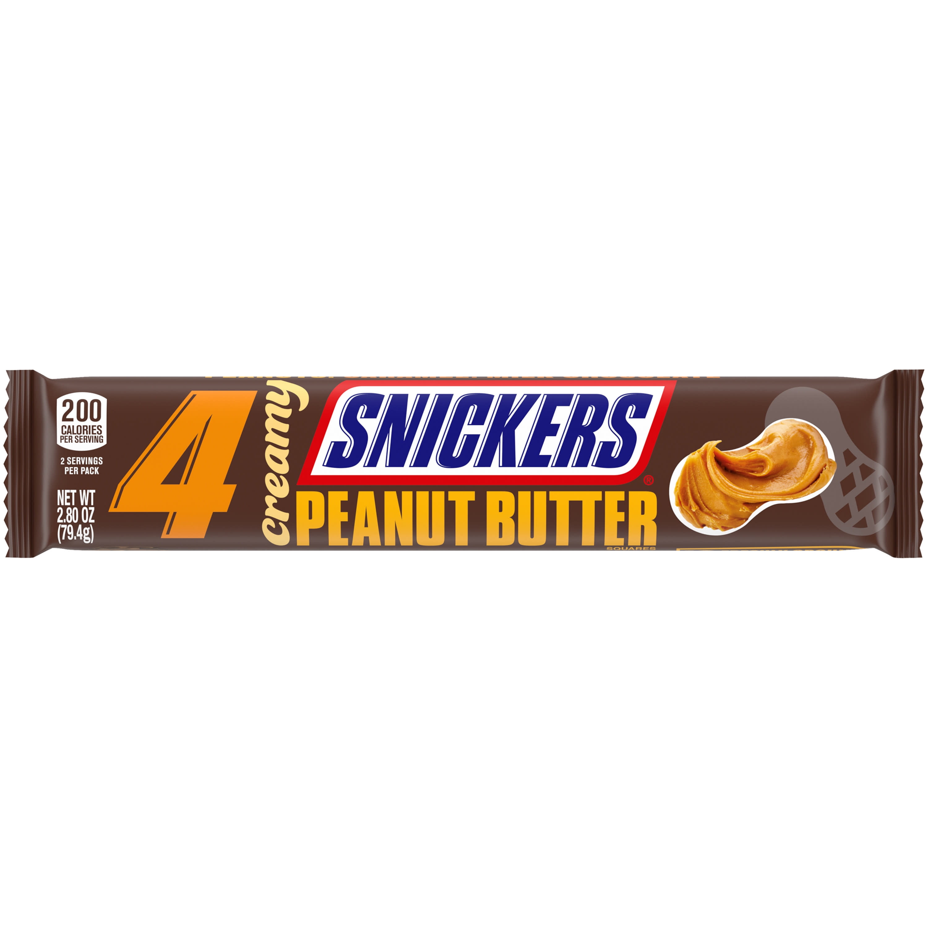 Snickers Peanut Butter Square Chocolate Candy Bars, Share Size - 2.8oz