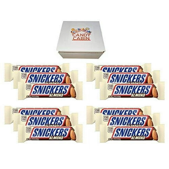 Snickers Singles Size Chocolate Candy Bars, Box By CANDY CABIN Almond, 12 Pack