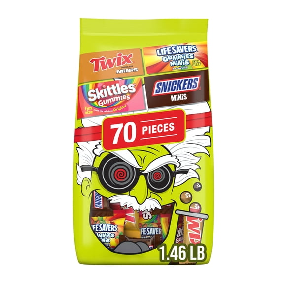 Snickers, Skittles Gummies, Twix & Life Savers Gummies Halloween Candy - 70 Ct Bulk Bag