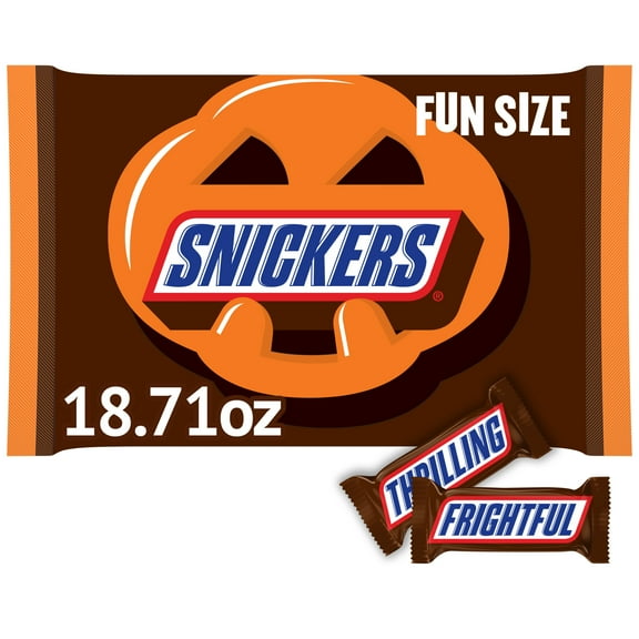 Snickers Fun Size Milk Chocolate Halloween Candy Bars, 18.71 oz Bulk Jumbo Bag