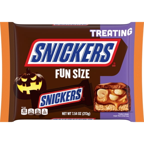 Snickers Fun Size Halloween Chocolate Bars, Treating Size - 7.54 oz Bulk Candy Bag