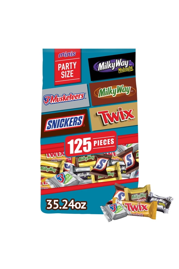 Snickers, Twix, Milky Way, 3 Musketeers Assorted Milk Chocolate Candy Bars - 125 Ct