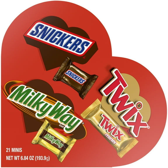 Snickers, Twix & Milky Way Minis Valentine's Chocolate Candy Heart Gift Box