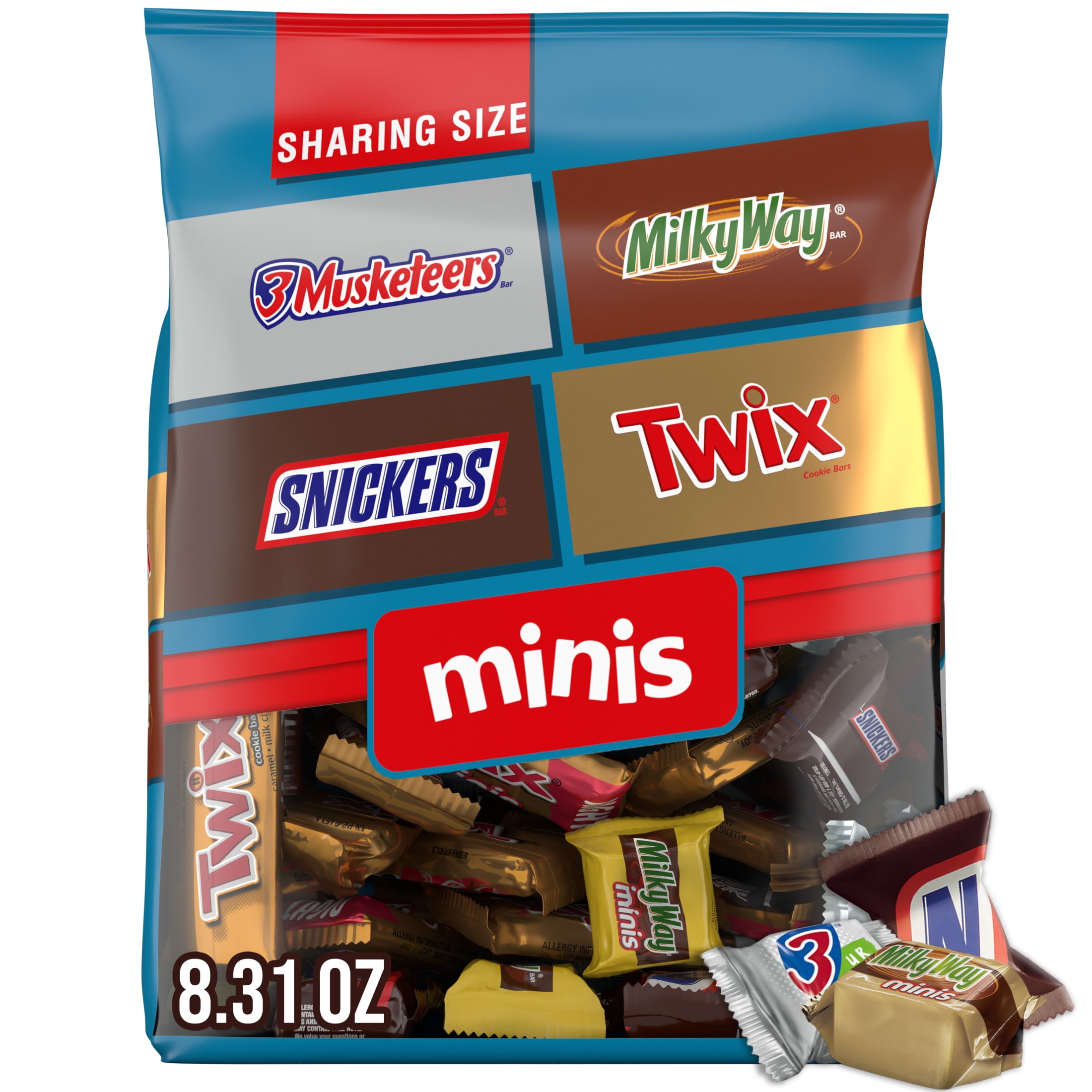 絶妙なデザイン Minis More & Twix Snickers, Chocolate Size Party Bars Candy 菓子