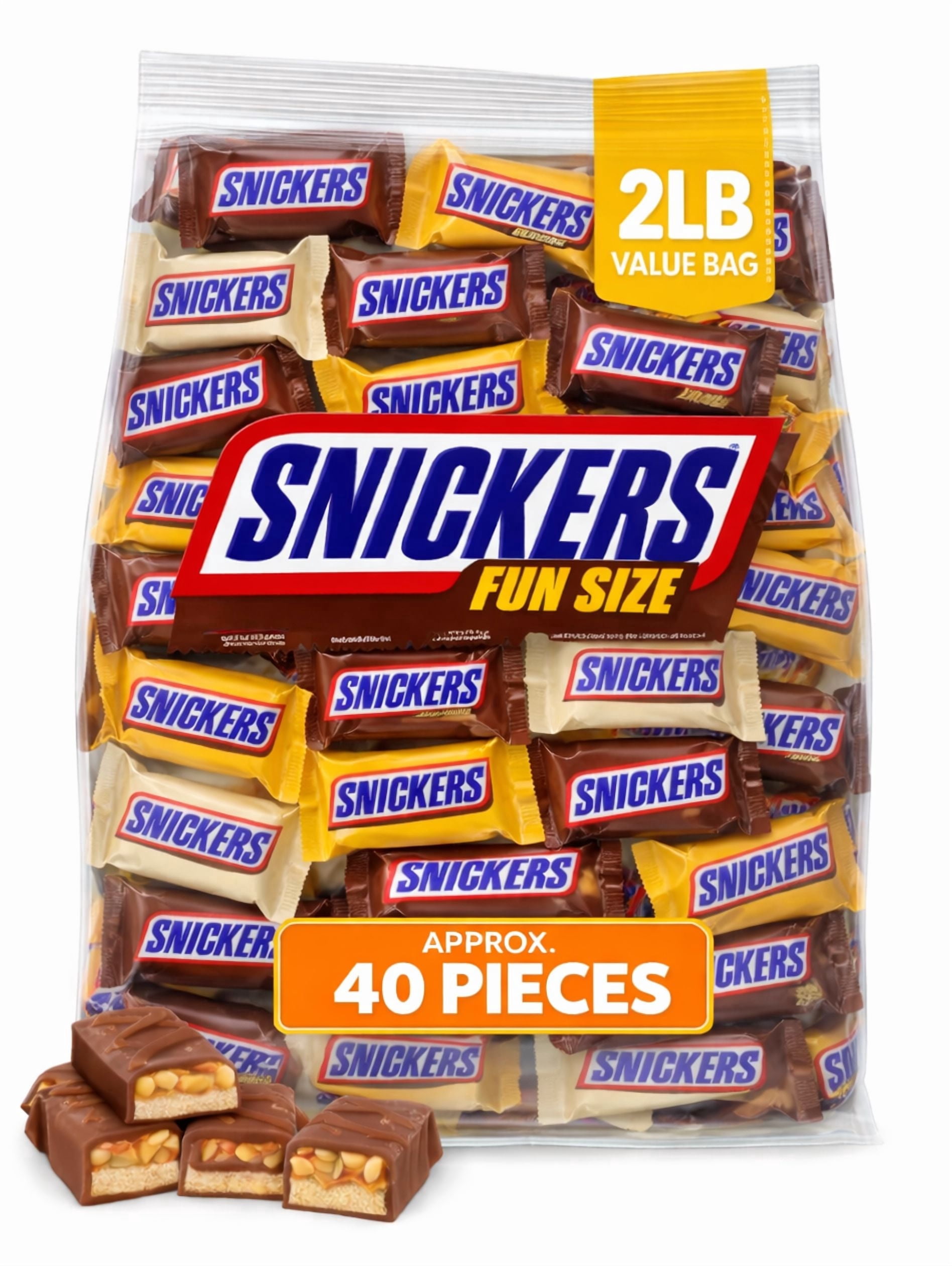 Snickers Variety Mix Fun Size, Bulk Individually Wrapped Chocolate Candy Bars (2 Pounds)