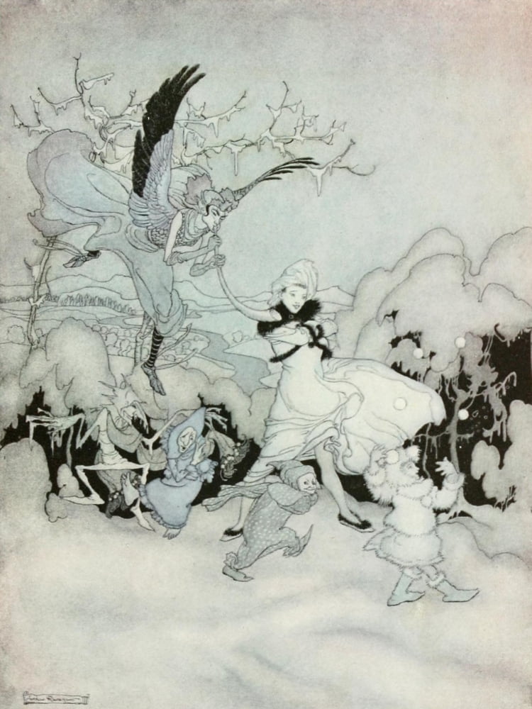 Snickerty Nick 1919 Dance of Winter & Gnomes Canvas Art - A Rackham (18 x 24)