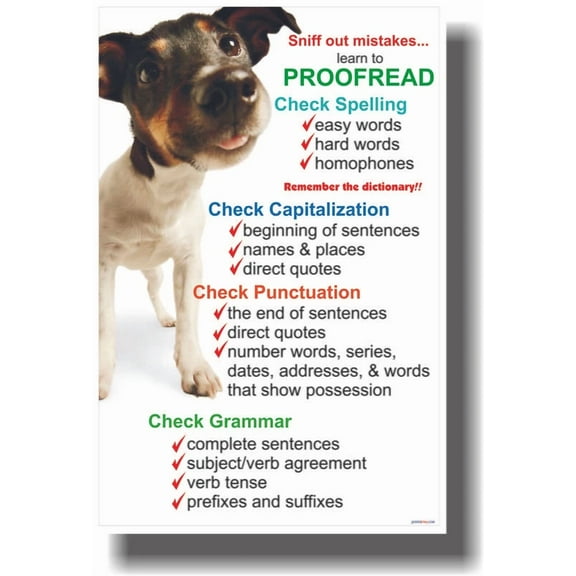 Sniff Out Mistakes - Learn To Proofread School Classroom Poster