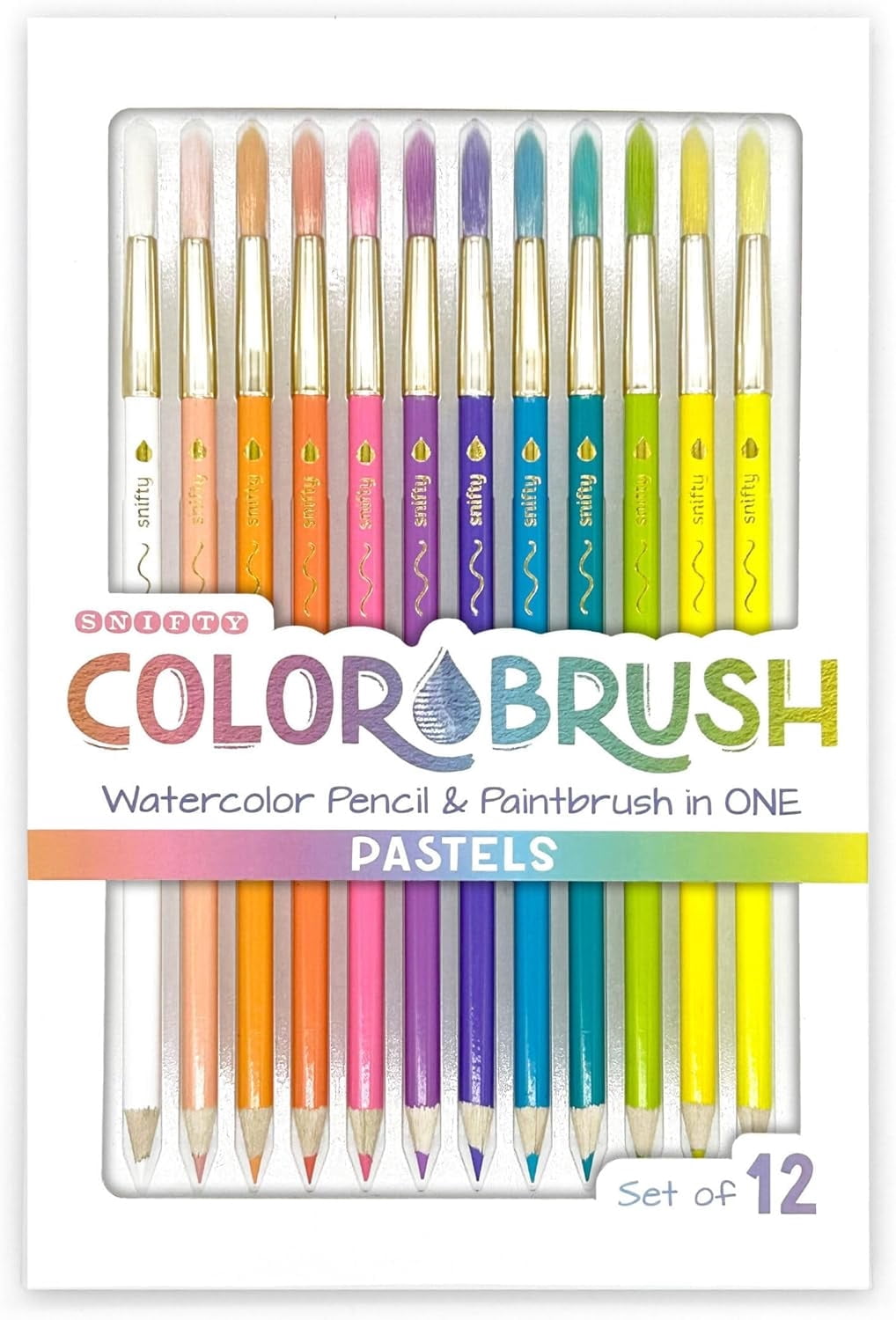 Snifty Pastel Colorbrush, Watercolor Pencil and Paintbrush, Set of 12