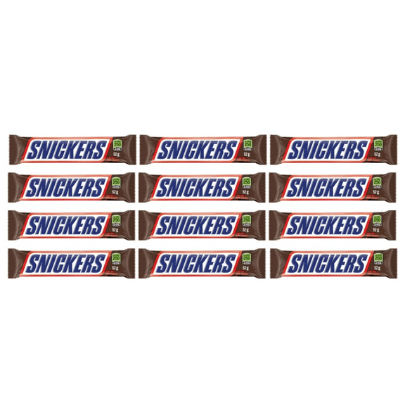 Snikers Peanut Milk Chocolate Candy Bar, Full Size Bars1.07 oz each (12 full size bars)