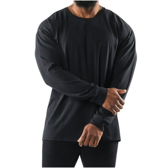 Snilers Mens Long Sleeve Shirts Crewneck Solid Color Casual Tee Shirts Loose Fit Workout Gym Training Athletic Tee Summer Outdoor Tops