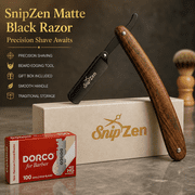 SNIPZEN Premium Handcrafted Wood Handle-, Matte Black Steel Blade Straight Razor Kit, Black
