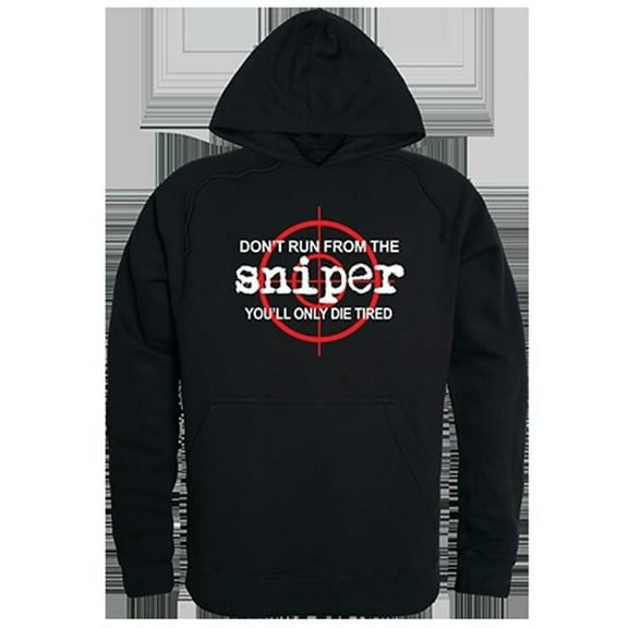 Sniper Graphic Pullover Hoodie, Black - Medium