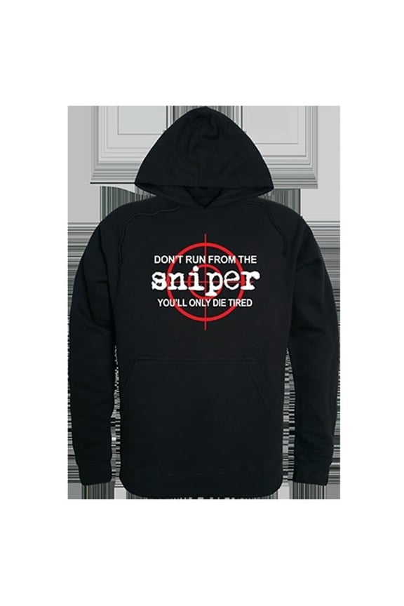 Sniper Graphic Pullover Hoodie, Black - Medium