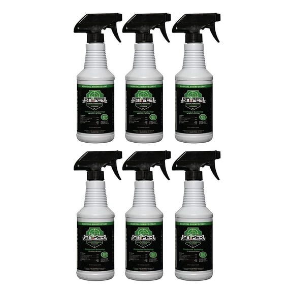 Sniper Hospital Disinfectant, Odor Eliminator and All-Purpose Cleaner, 16 Ounce Spray, 6 Pack