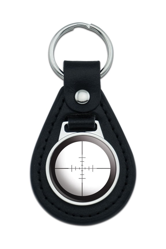Sniper Rifle Scope Visual Target Aim Black Leather Keychain