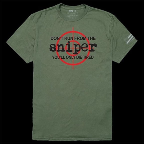 Sniper Tactical Graphic Tee Shirt, Olive - Large