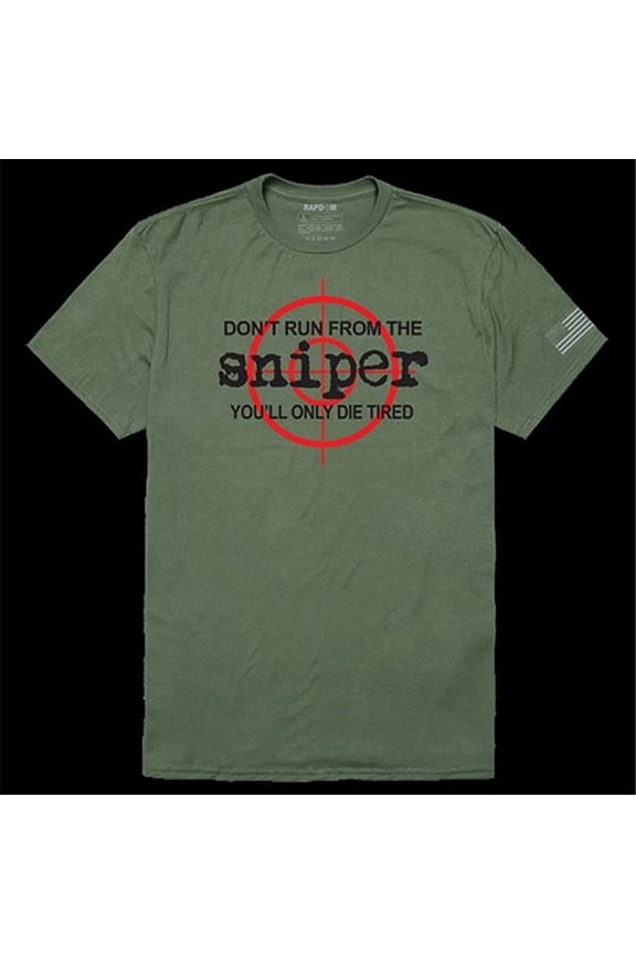 Sniper Tactical Graphic Tee Shirt, Olive - Large