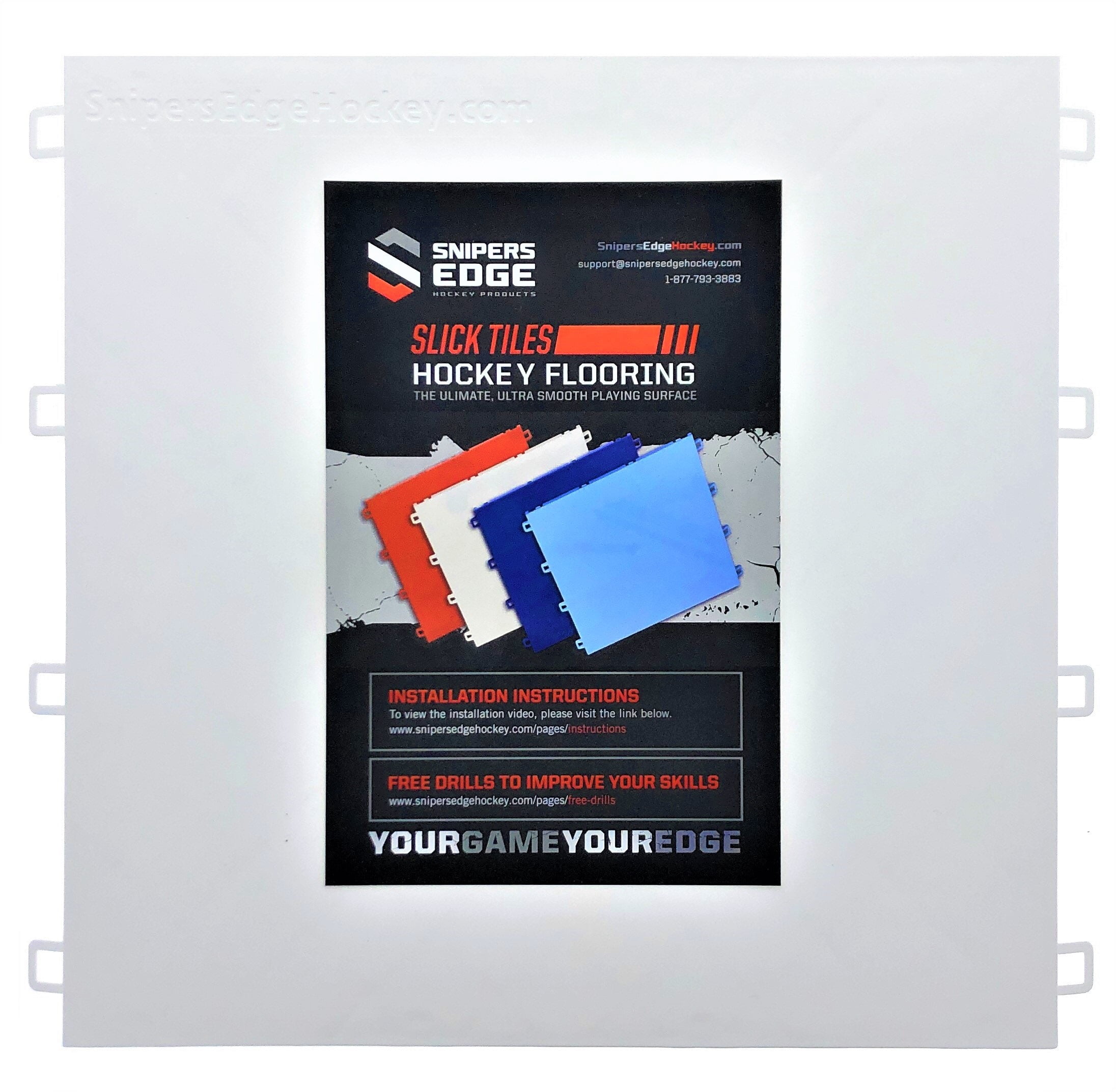 Snipers Edge Hockey Dryland Slick Tiles (20 White Squares) ? Sized Right at 12? X 12?Inch Per Tile (20 sq ft. per box), Premium Grade with Built to Last UV Coated Protection - MADE IN USA