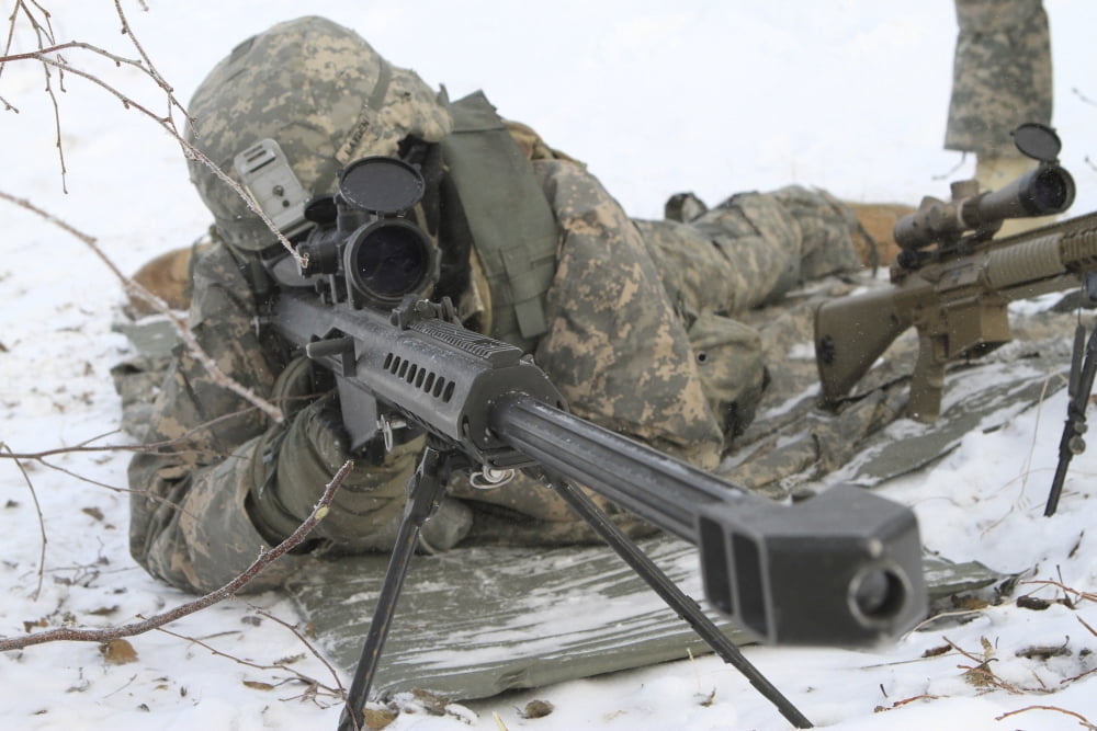Snipers provide overwatch at Fort Wainwright Alaska Canvas Art - Stocktrek Images (35 x 23)