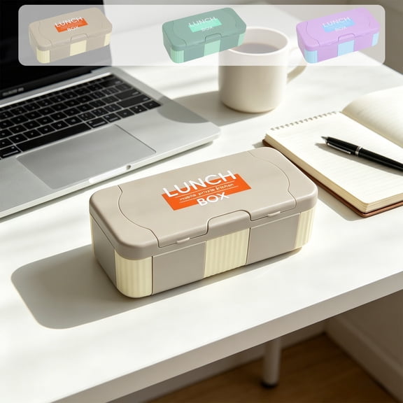 Snmubt 1100ML Interchangeable Divider Bento Lunch Box, Portable Plastic Food Container with 2&3 Compartment Inserts & Cutlery, Microwave Safe Purple