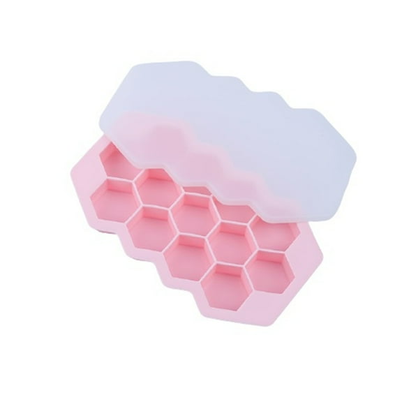 Snmubt 13-hole Food Honeycomb Ice Tray with Lid DIY Ice Box Food Suppleme (Pink)