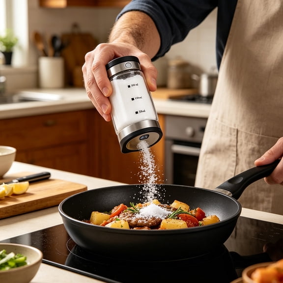 Snmubt 13x6cm Glass Spice Shaker Bottle, 150ml Adjustable Seasoning Dispenser with Stainless Steel Rotatable Lid for Kitchen Cooking & BBQ