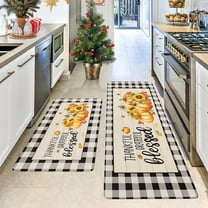 Snmubt 2 Pcs Kitchen Rugs and Mats for Floor Nonslip Backing Mat Kitchen Decor Kitchen Rug Decor 16X24In 16X48In (Orange)