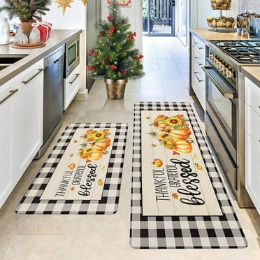 Snmubt 2 Pcs Kitchen Rugs and Mats for Floor Nonslip Backing Mat Kitchen Decor Kitchen Rug Decor 16X24In+16X48In (Orange)