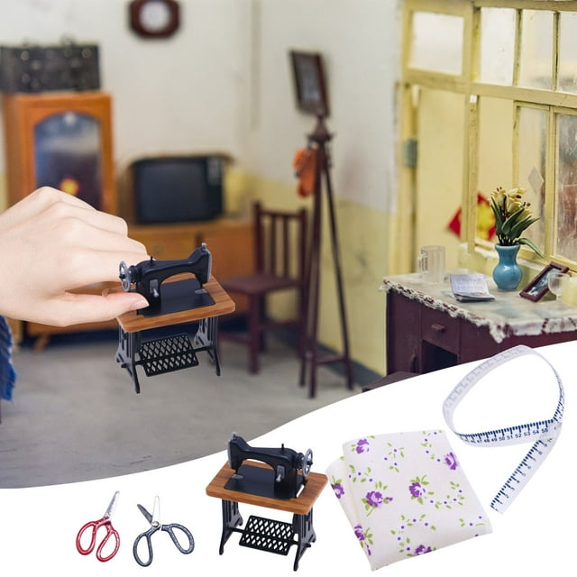 Snmubt 2024 New Baby House Mini Simulation Retro Foot Sewing Machine