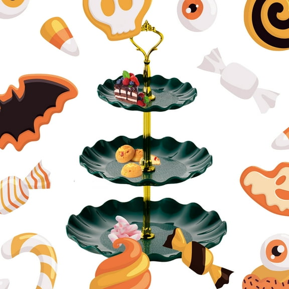 Snmubt 3 Tier Candy Wedding Stand, Tiered Serving Cake Stand, Round Fruit Dessert Stand, Weddings Parties Pastry Serving Tray, Three-layer Fruit Tray (Army Green)