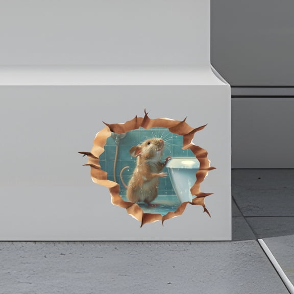 Snmubt 3D Mouse Hole Wall Sticker, Funny Animal Breakthrough Decal, Self-Adhesive Bedroom Living Room Decor Art