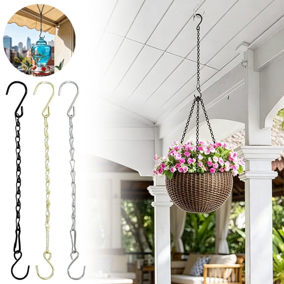 Snmubt 6 Pack Silver Hanging Chains with S Hooks, 11.4 Inch Metal Plant Hanger for Hanging Baskets, Heavy Duty for Garden and Patio Use