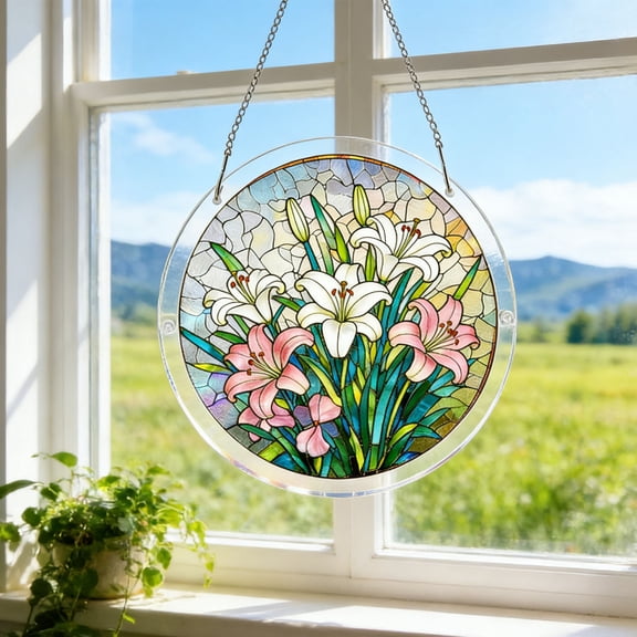 Snmubt Acrylic Puzzle Colorful Window Decor, Stained Glass Suncatcher Puzzle Kit for Window Catcher, Rainbow Light Reflection Home Decor Gift Gift, Color H