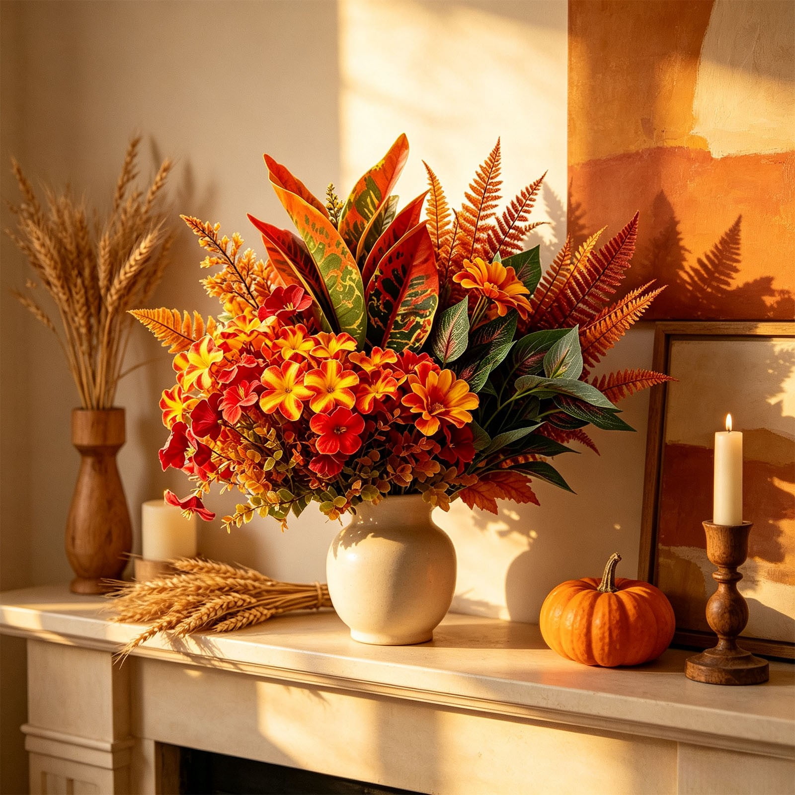 Fall Stems Snmubt Artificial Flower Stems, 24Pcs Fall Foliage Picks with Mixed ...