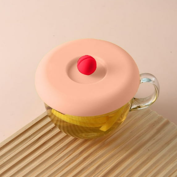 Snmubt Bells Silica Gel Cup Cover Dirt and Insect Proof Round Cup Cover Universal for All Cup Types Kitchen Bowl Cover (Pink, Silica Gel)
