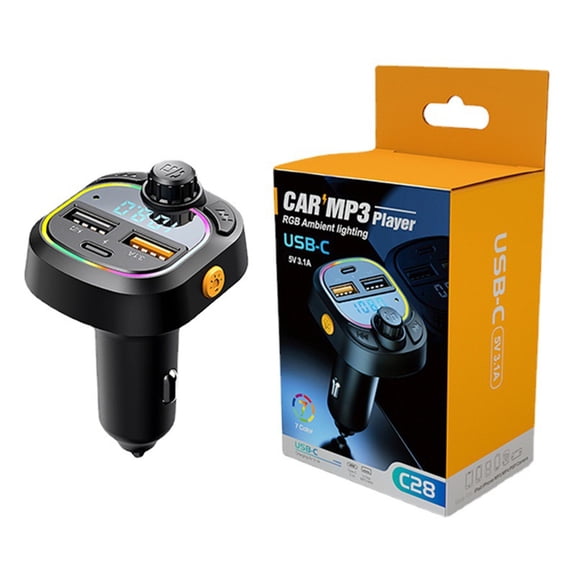 Snmubt Car Bluetooth MP3 Player, Multifunctional Car Charger FM Transmitter with Fast Charging, 12-24V, for Car SUV Truck, for Daily Commute, Road Trip, Christmas Gift