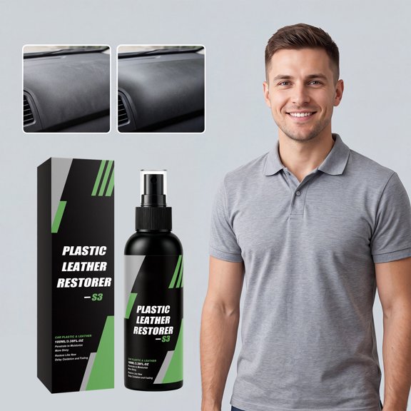 Snmubt Car Interior Plastic & Leather Restorer Spray, Dry Touch Dashboard Refinisher with UV Protection, 100ml Non-Greasy