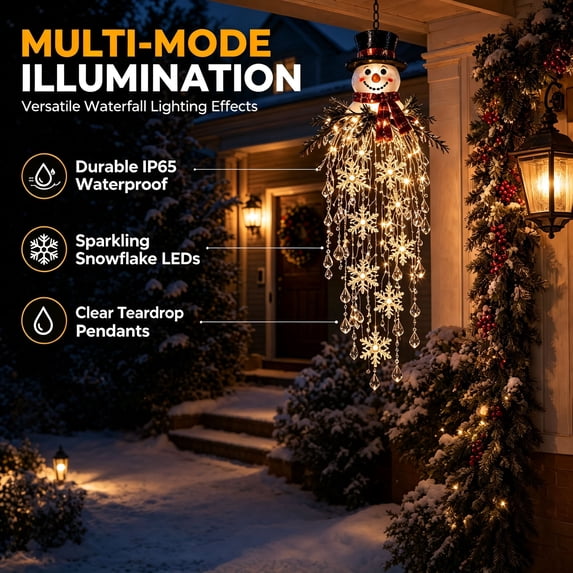 Waterfall Patern Snmubt Christmas Waterfall Lights, Snowman Design with Cascading LEDs ...
