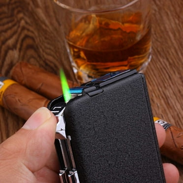 Snmubt Cigarettes Thick Case Double Direct Flame Windproof Lighter Case Gift Personalized Wholesale (Black)
