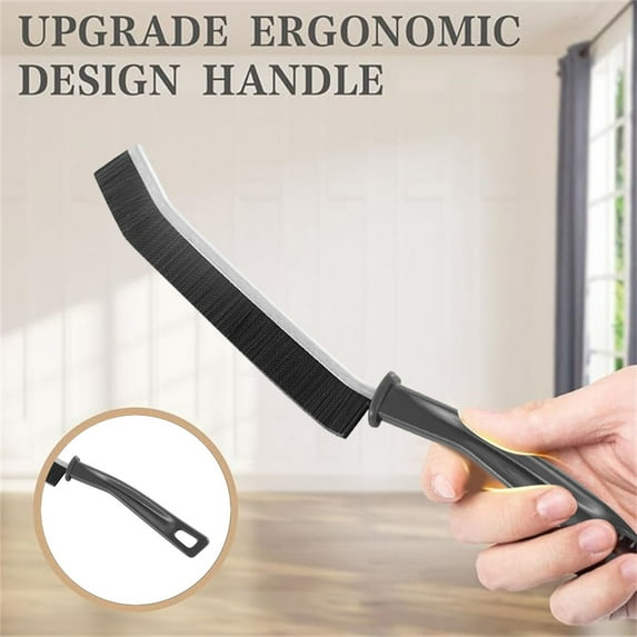 Snmubt Cleaning Brush Hard Bristle Crevice Cleaning Brush Scrub Brush for Tile Grout Crevice Toilet Kitchen Bathroom Window Track Vehicle Faucets Countertops Grill (Black, Plastic)