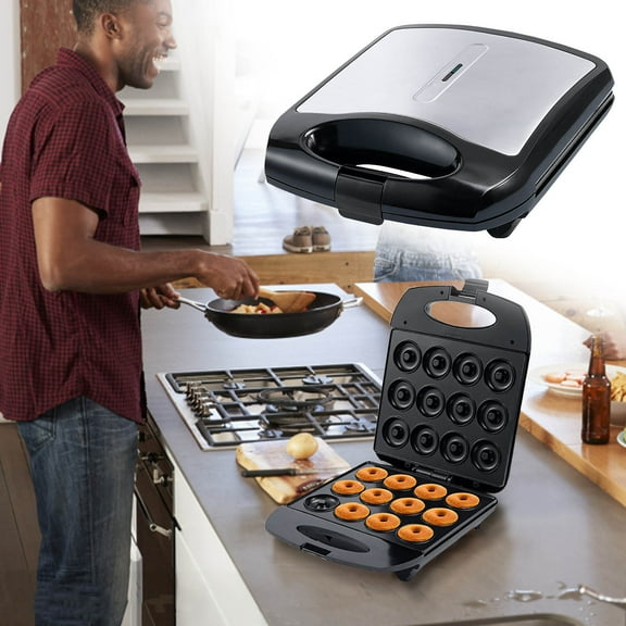 Snmubt Convenient Donut Machine Donut Machine Sandwich Machine Home Breakfast Machine Cake Baking Pan Double Heating Bread Machine (A)