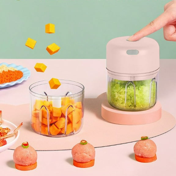 Snmubt Crusher Portable Mini Food Processor Wireless Vegetable Masher With Usb Charging Rainproof Garlic Masher For Ice Cubes Spices 250Ml (Pink)