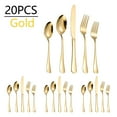 thumbnail image 1 of Snmubt Cutlery Set 20PCS Stainless Steel 4-person Set Fork Spoon Cutlery Set Modern Design with Edges (Gold), 1 of 2