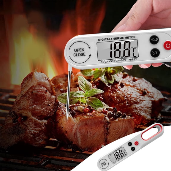 Snmubt Digital Meat Thermometer for Cooking with Ambidextrous Backlit and Motion Sensing Kitchen Cooking Food Thermometer for BBQ Grill Smoker Oil Fry Candy Instant Read Thermometer (white)
